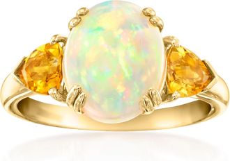 Ross-Simons Opal and Citrine 3-Stone Ring in 14kt Yellow Gold
