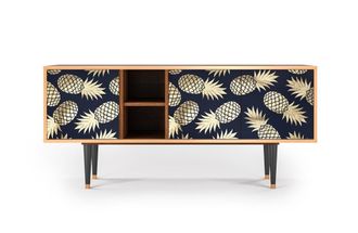 StoryZ Mueble de TV azul y amarillo 3 puertas L 150 cm