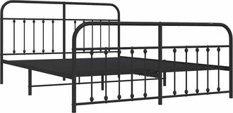 vidaXL Estructura Cama Sin Colch&oacute;n Con Estribo Metal Negro 183x213 Cm Vidaxl