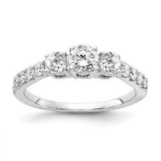 Diamond2Deal 14k White Gold Lab Grown Diamond 3-Stone Band Ring 1.5Ct Clarity- VS Color- G-H