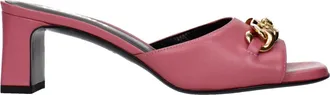 Versace Pink Leather Flat Womens Sandals