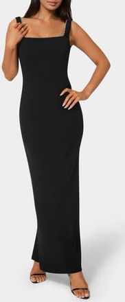 Bebe Rhinestone Trim Square Neck Maxi Dress in Black at Nordstrom Rack, Size X-Small