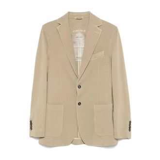 Circolo 1901 Blazers, male, Green, Size: M Khaki Button-Up Jacket with Rear Vents