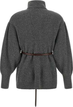 Brunello Cucinelli Ribbed Knit Chevron Cardigan - Gray