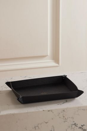 Smythson Panama Large Textured-leather Trinket Tray - Black