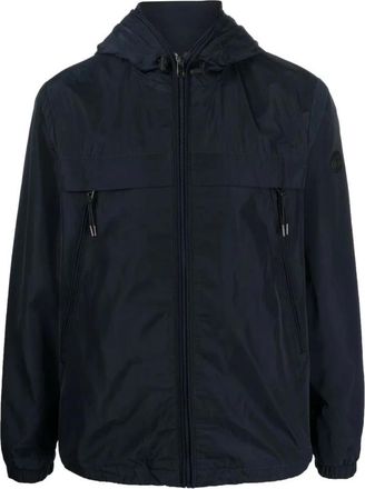 Michael Kors Blauwe Lichtgewicht Logo Tape Windbreaker Jas - Heren - Zomerjassen - Blauw - S - Polyester - Jassen