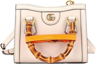 Gucci Diana NM Bamboo Handle Tote Leather Mini crossbody bag - White