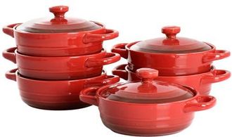 Crock-pot Appleton 6 Piece 10 Ounce Stoneware Mini Casserole Set with Lid in Red at Nordstrom
