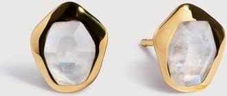 Monica Vinader Gold Odyssey Gemstone Stud Earrings Moonstone