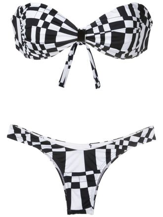 Amir Slama geometric-print two-piece bikini set - Black