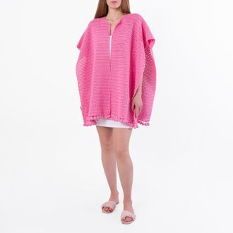 Burberry Crochet Technical Cotton Cape in Bubblegum Pink
