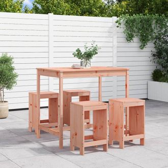 vidaXL Mesa Alta Y Taburetes De Jard&iacute;n 5 Piezas Madera Maciza Douglas Vidaxl