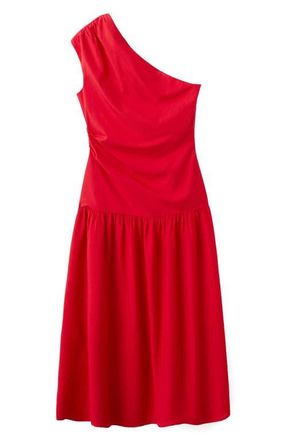 Mango One-Shoulder Drop Waist Cocktail Dress in Red at Nordstrom, Size 10