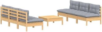 vidaXL Vidaxl - Juego De Muebles De Jard&iacute;n 7 Pzas Y Cojines Madera Pino Gris