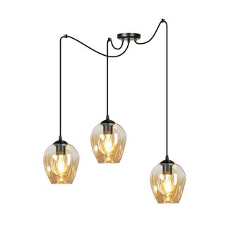 Wonderlamp L&aacute;mpara colgante con pantallas de cristal &aacute;mbar regulable en altura