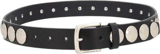 Golden Goose Black Silver Studded Cow Leather Belt