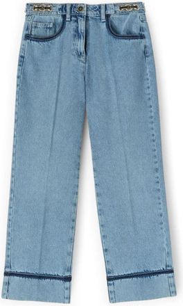 Motivi Cropped wijde jeans met ketting - Dames - Cropped Jeans - Blauw - S - Katoen - Jeans