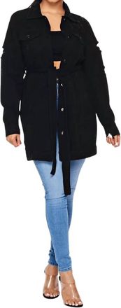 American Bazi Edgy Plus: Fashion Tour Denim Jacket In Black & White