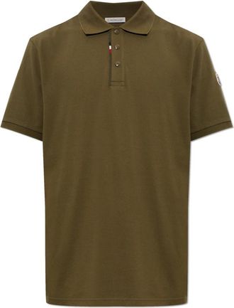 Moncler Tops, Heren, Groen, L, Katoen, Polo met logopatch