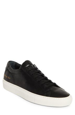 Common Projects Achilles Premium Sneaker in Black/White at Nordstrom, Size 14Us