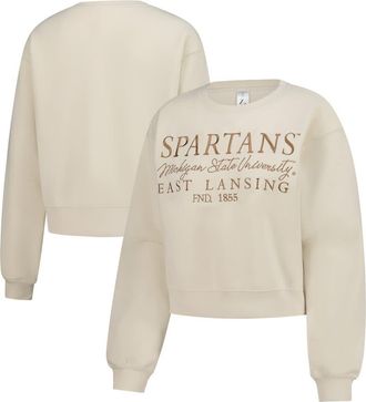 ZooZatZ Womens ZooZatz Sand Michigan State Spartans Cropped Crewneck Sweatshirt at Nordstrom, Size X-Large