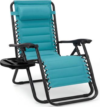 Best Choice Products Padded Zero Gravity Chair with Side Tray & Adjustable Headrest