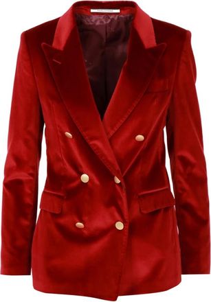 Tagliatore Velvet Blazer - Dames - Blazers - Rood - M - Leer - Jassen