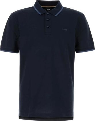 HUGO BOSS Polo Shirts, male, Blue, S, Navy Polo Shirt with Structured Collar