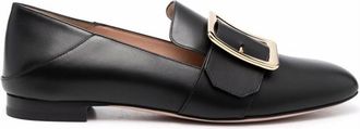 Bally Ladies Black Janelle Buckle Flats, Brand Size 39.5 ( US Size 8.5 )