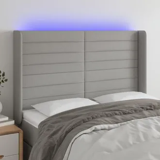 vidaXL Cabecero Con Led De Tela Gris Claro 147x16x118/128 Cm Vidaxl