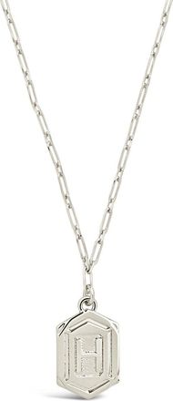Sterling Forever Hexagon Tag Initial Necklace