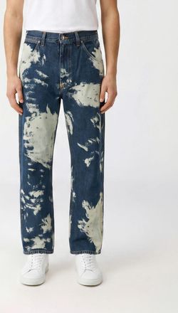 Vivienne Westwood Jeans wide leg in denim candeggiato con stampa astratta