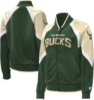 Starter Womens Starter Hunter Green Milwaukee Bucks Slam Dunk Raglan Full-Zip Track Jacket at Nordstrom, Size Medium