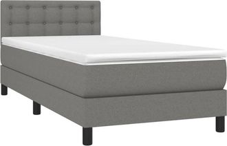 vidaXL Cama Box Spring Con Colch&oacute;n Tela Gris Oscuro 100x200 Cm Vidaxl