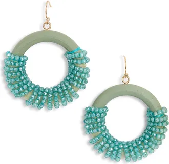Natasha Beaded Circle Drop Earrings in Gold/Mint at Nordstrom Rack