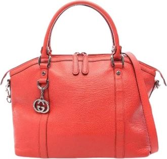 Gucci Pre-owned Interlocking G 2way Leren Tote Bag - Dames - Vintage Handtas - Rood - ONE Size - Leer - Vintage