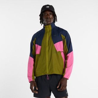 New Balance Uomo RC Jacket in Verde, Politessuto, Taglia XL