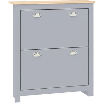 HOMCOM Homcom - 2 Drawer Shoe Cabinet Narrow Shoe Cupboard with Flip Doors, Grey