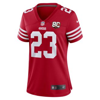 Nike Christian McCaffrey San Francisco 49ers 80th Anniversary Nike Womens NFL Game Jersey in Red | 67NWSAGH9BF-K5J
