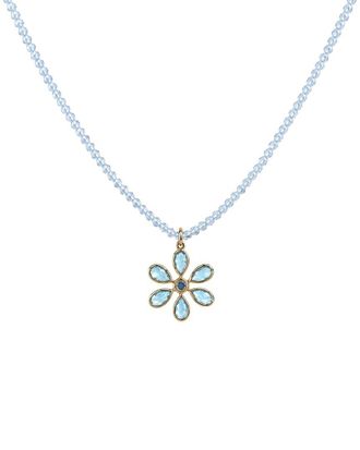 Jewelmak 14K Blue Topaz Necklace