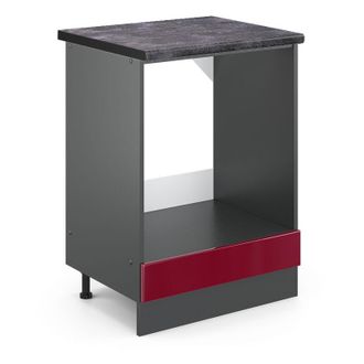 Vicco Mobile per forno da incasso R-Line, Rosso bordeaux lucido, 60 cm, pl Antracite Vicco