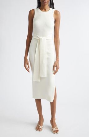 Toccin Piper Tie Front Midi Dress in Ivory at Nordstrom, Size X-Small