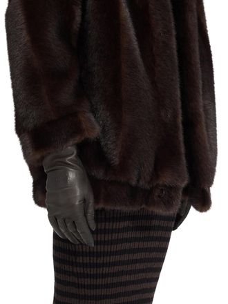 Maison Margiela Embossed Logo Leather Gloves - Brown