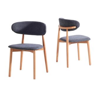 Mathi Design Lote de 2 sillas de tela gris y de madera