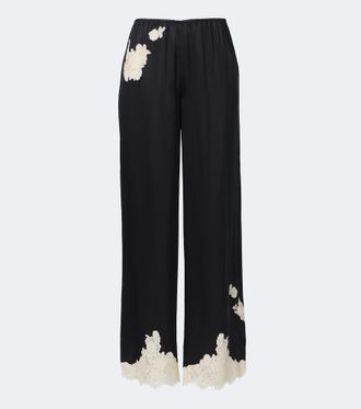 D&ocirc;en D&ocirc;en Lavon lace-trimmed silk satin wide-leg pants