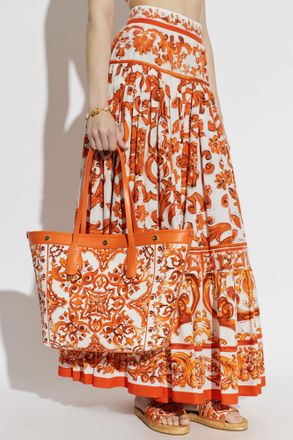 Dolce & Gabbana Atene Bag With Majolica Print, Womens, Orange
