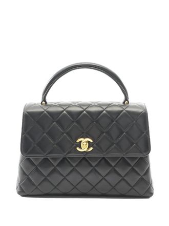 Chanel 1996-1997 quilted top-handle satchel bag - Black