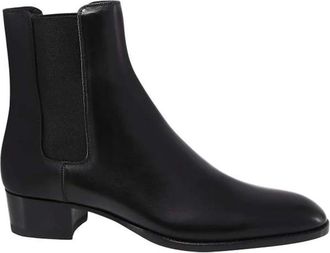 Saint Laurent Chelsea Boots, male, Black, Size: 11 US Leather Boots with Elastic Insert