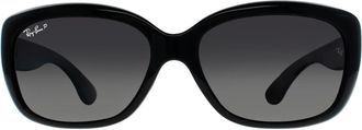 Ray-Ban Zonnebril Jackie OHH 4101 601/T3 Glanzende Zwarte Grijze Verloop Gepolariseerd