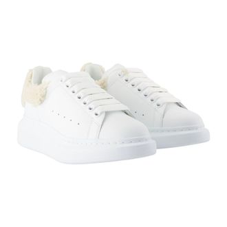 Alexander McQueen Shearling-Trimmed Leather Sneaker - White